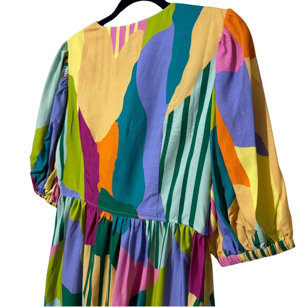 CROSBY by MOLLIE BURCH Emilie Dress Fields Tie Front Cutout Colorful Dress NWT S - Picture 8 of 12